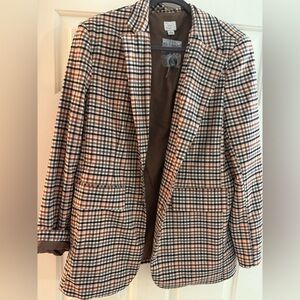 a new day NWT Brown and Cream Checkered Blazer